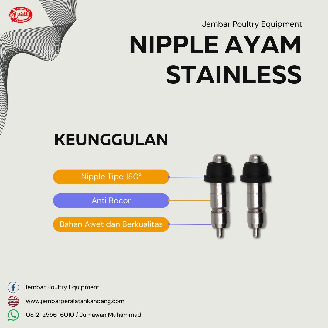 Nipple Ayam Stainless Nipple Ayam Stainless