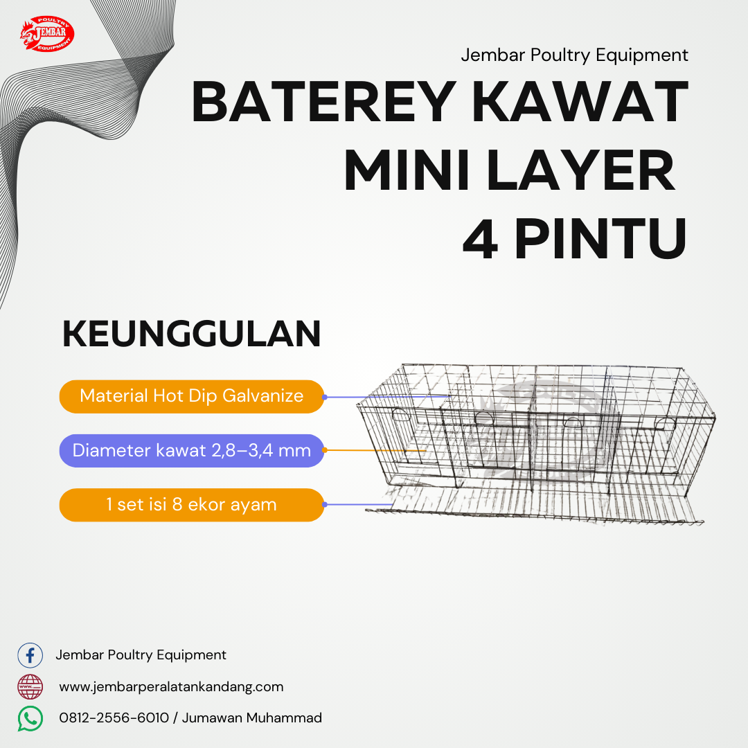 Baterey kawat mini layer 4 pintu depan