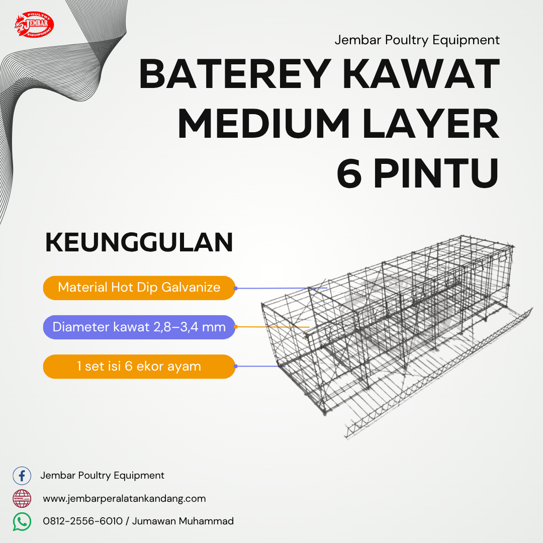 BATEREY kawat MEDIUM layer 6 pintu