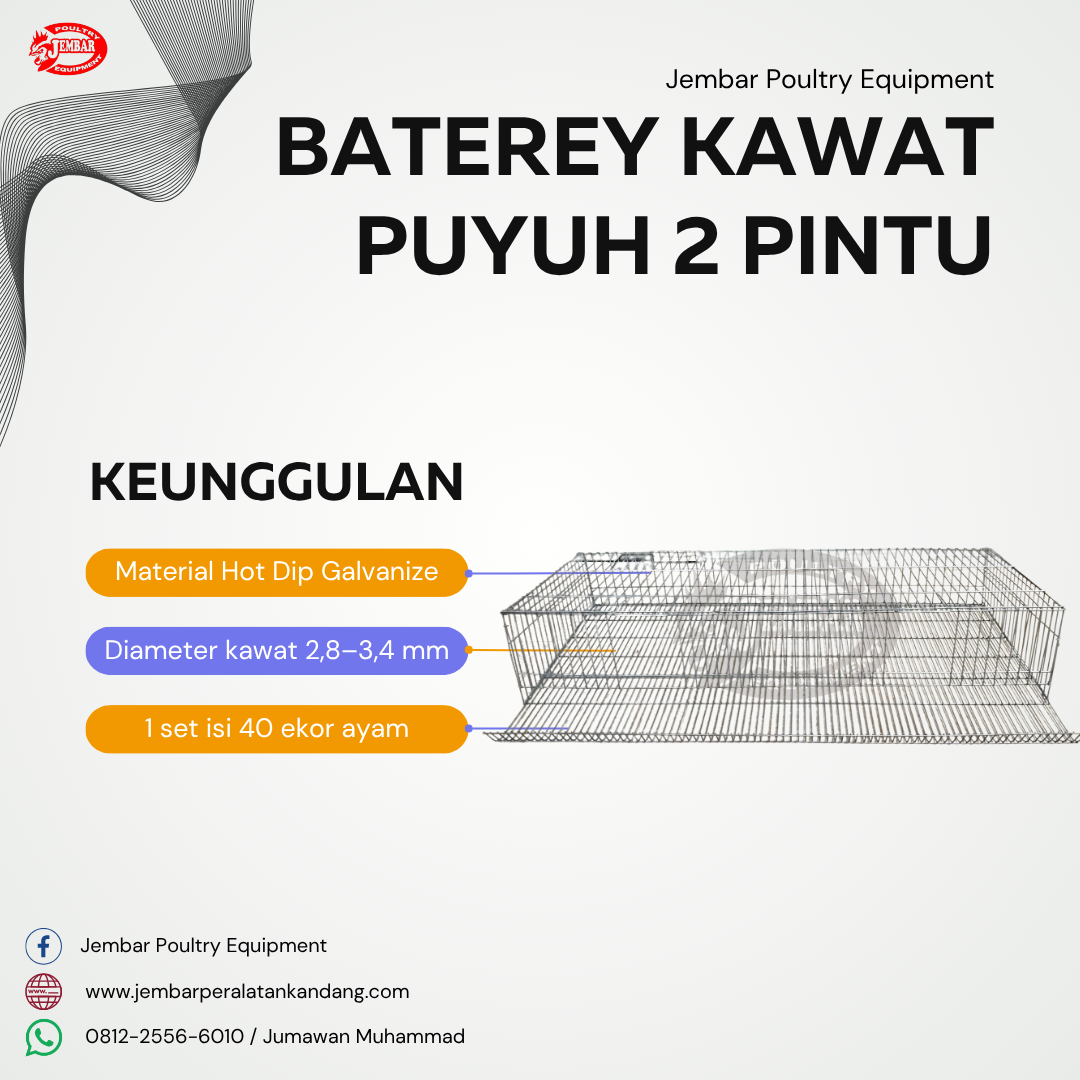 BATEREY kawat PUYUH 2 pintu