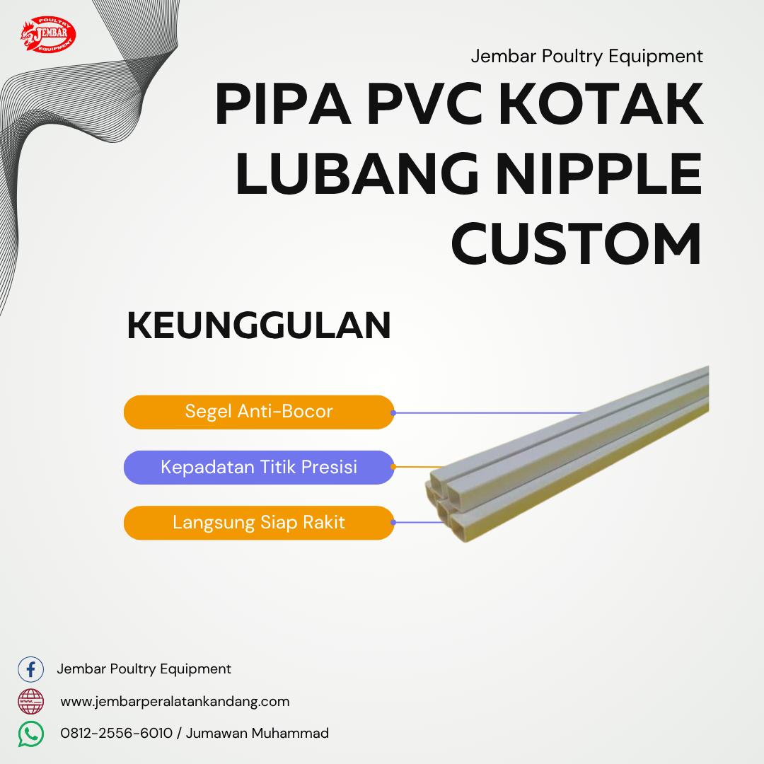 Pipa PVC Kotak Lubang Nipple Custom