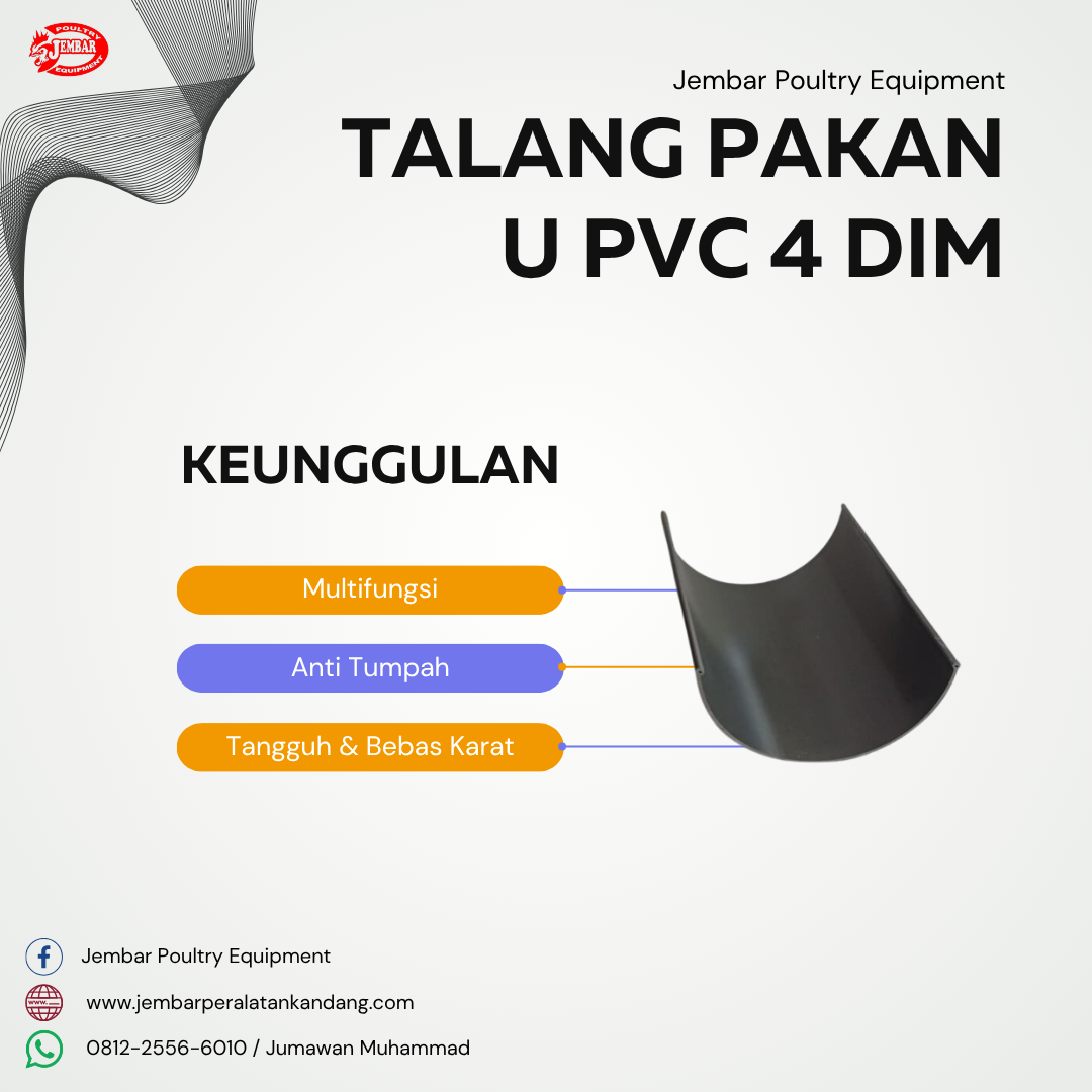 Talang Pakan U PVC 4 Dim