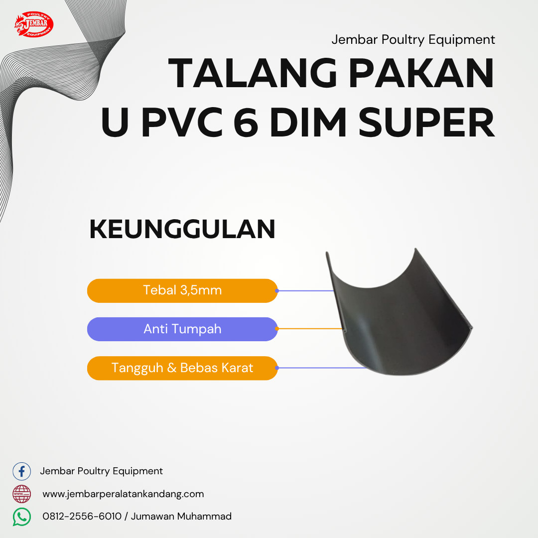 Talang Pakan U PVC 6 Dim Super