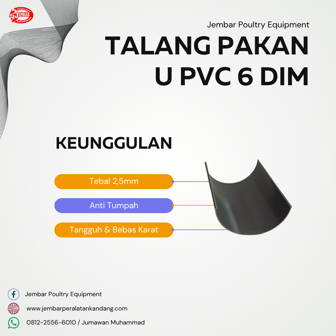 Talang Pakan U PVC 6 Dim